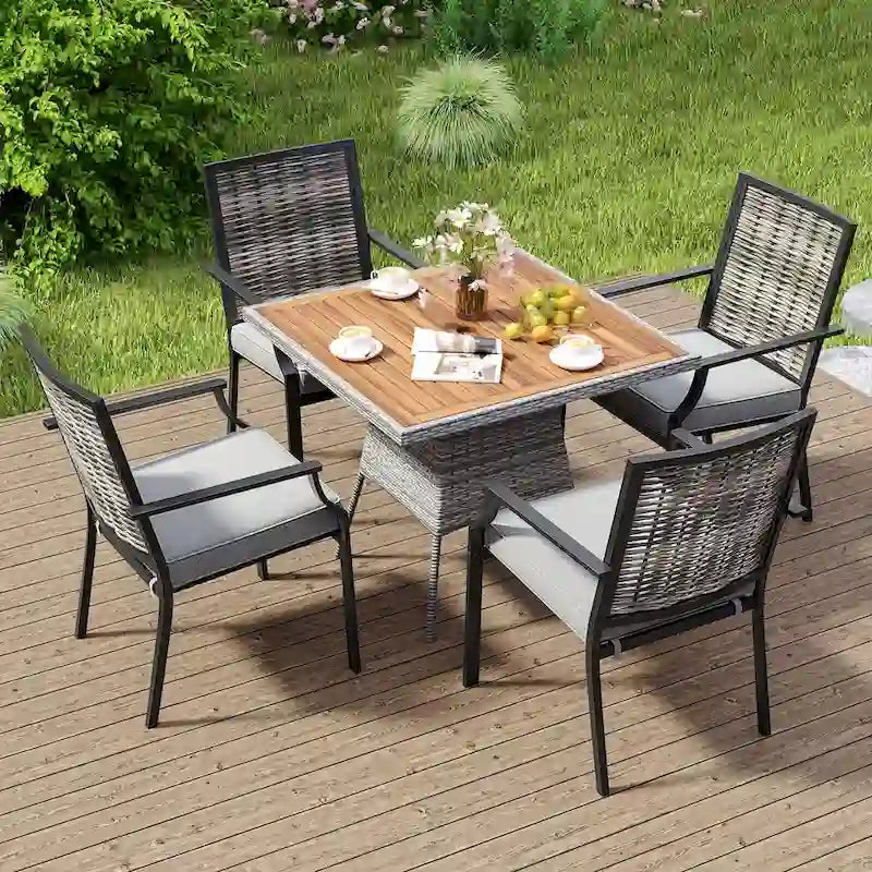 Costway Patio Wicker Chairs Set of 2/4 Stackable Rattan Armchairs with