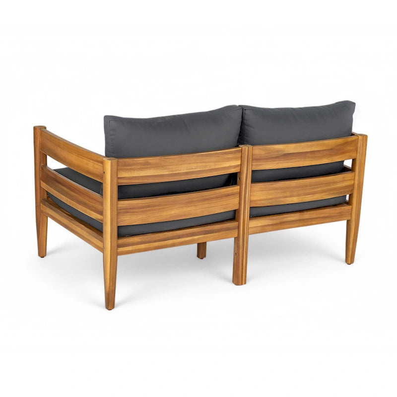 Christopher Knight Home- Jackson Curved Acacia Wood Outdoor 4 Piece Chat Set