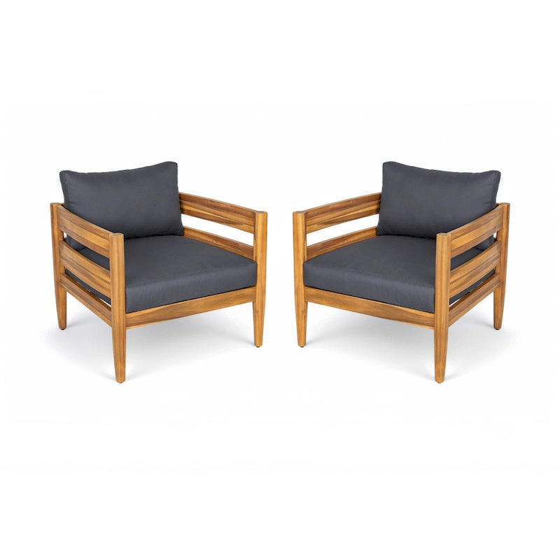 Christopher Knight Home- Jackson Curved Acacia Wood Outdoor 4 Piece Chat Set