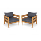 Christopher Knight Home- Jackson Curved Acacia Wood Outdoor 4 Piece Chat Set