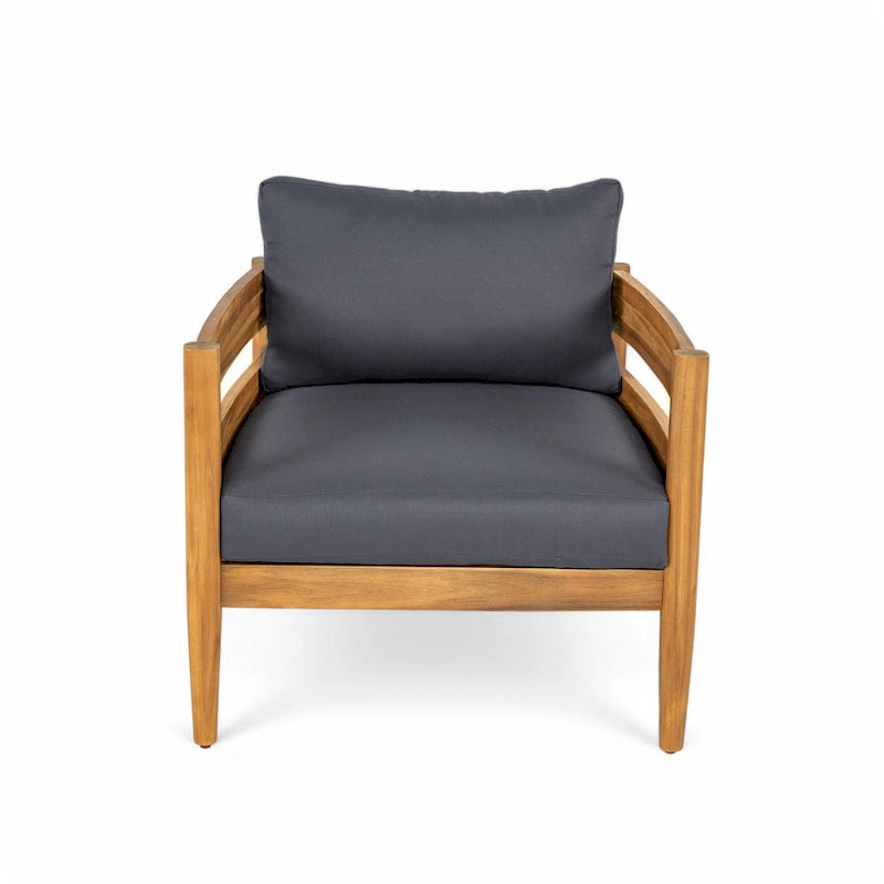 Christopher Knight Home- Jackson Curved Acacia Wood Outdoor 4 Piece Chat Set