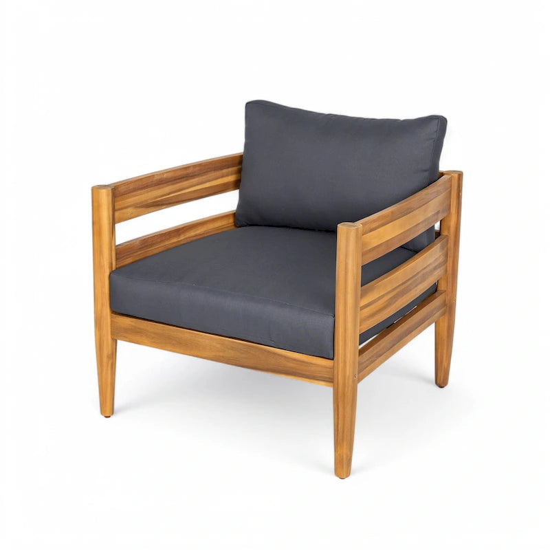 Christopher Knight Home- Jackson Curved Acacia Wood Outdoor 4 Piece Chat Set