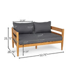 Christopher Knight Home- Jackson Curved Acacia Wood Outdoor 4 Piece Chat Set