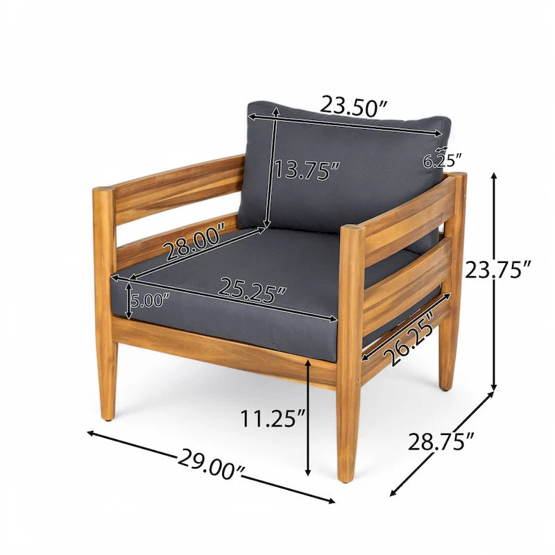 Christopher Knight Home- Jackson Curved Acacia Wood Outdoor 4 Piece Chat Set