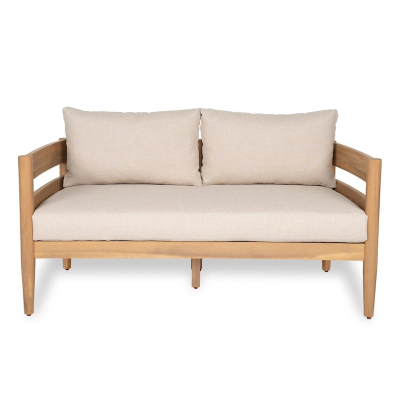 Christopher Knight Home- Jackson Curved Acacia Wood Outdoor 4 Piece Chat Set