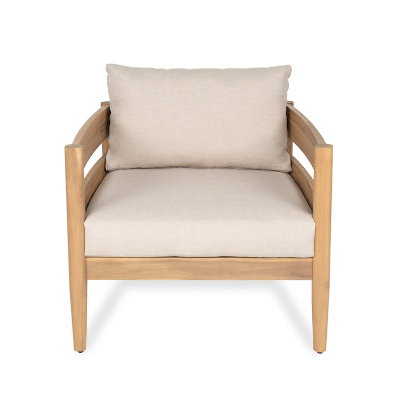 Christopher Knight Home- Jackson Curved Acacia Wood Outdoor 4 Piece Chat Set