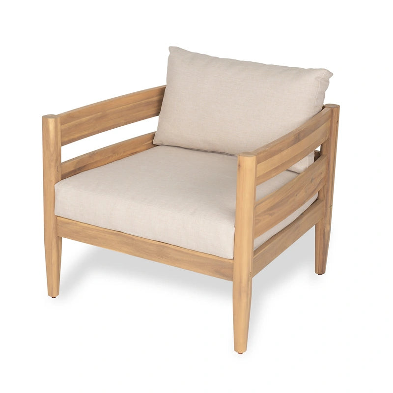 Christopher Knight Home- Jackson Curved Acacia Wood Outdoor 4 Piece Chat Set