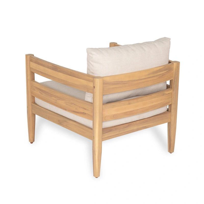 Christopher Knight Home- Jackson Curved Acacia Wood Outdoor 4 Piece Chat Set