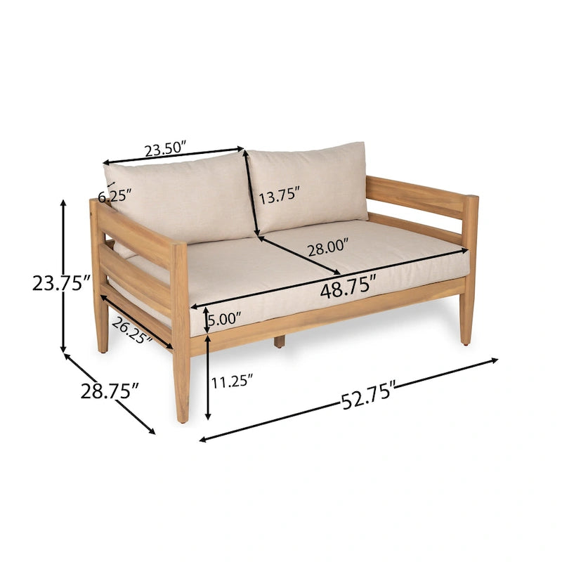 Christopher Knight Home- Jackson Curved Acacia Wood Outdoor 4 Piece Chat Set