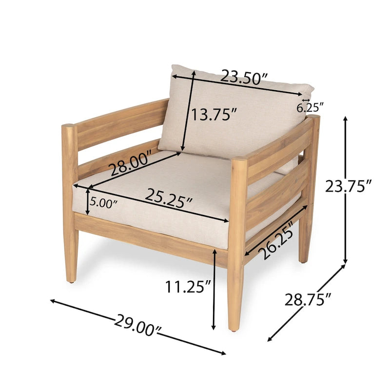Christopher Knight Home- Jackson Curved Acacia Wood Outdoor 4 Piece Chat Set