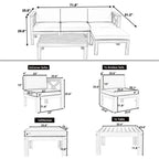 Five-Piece Outdoor Patio Sectional Sofa Set With Cushions For Backyard Seating