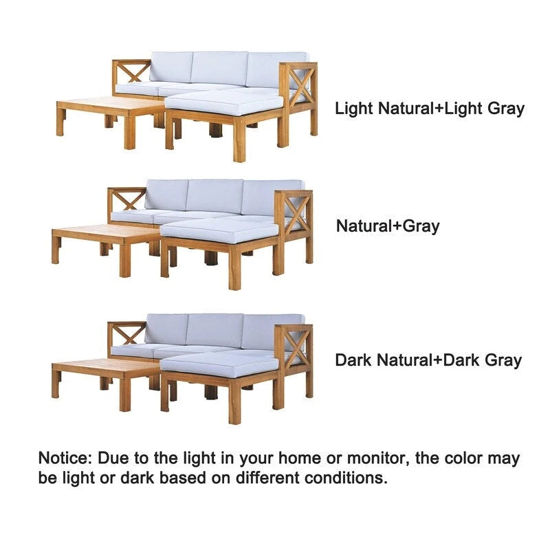 Five-Piece Outdoor Patio Sectional Sofa Set With Cushions For Backyard Seating