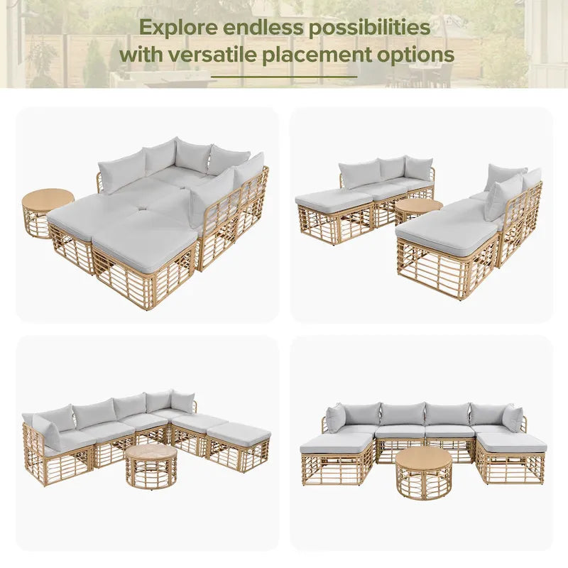 7 Pieces Outdoor Sectional Sofa Set