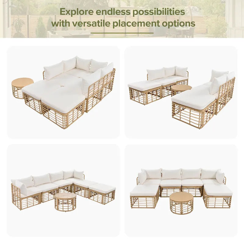 7 Pieces Outdoor Sectional Sofa Set