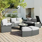 10-Piece Modular Half-Circular Outdoor Sectional Sofa In PE Rattan Wicker