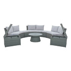 10-Piece Modular Half-Circular Outdoor Sectional Sofa In PE Rattan Wicker