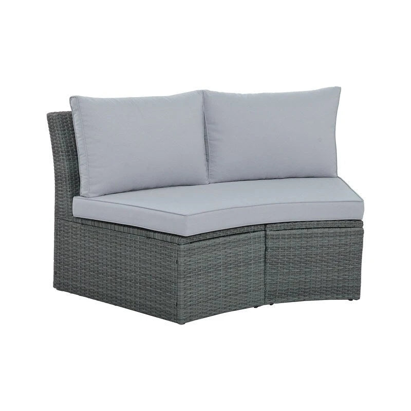 10-Piece Modular Half-Circular Outdoor Sectional Sofa In PE Rattan Wicker