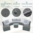 10-Piece Modular Half-Circular Outdoor Sectional Sofa In PE Rattan Wicker