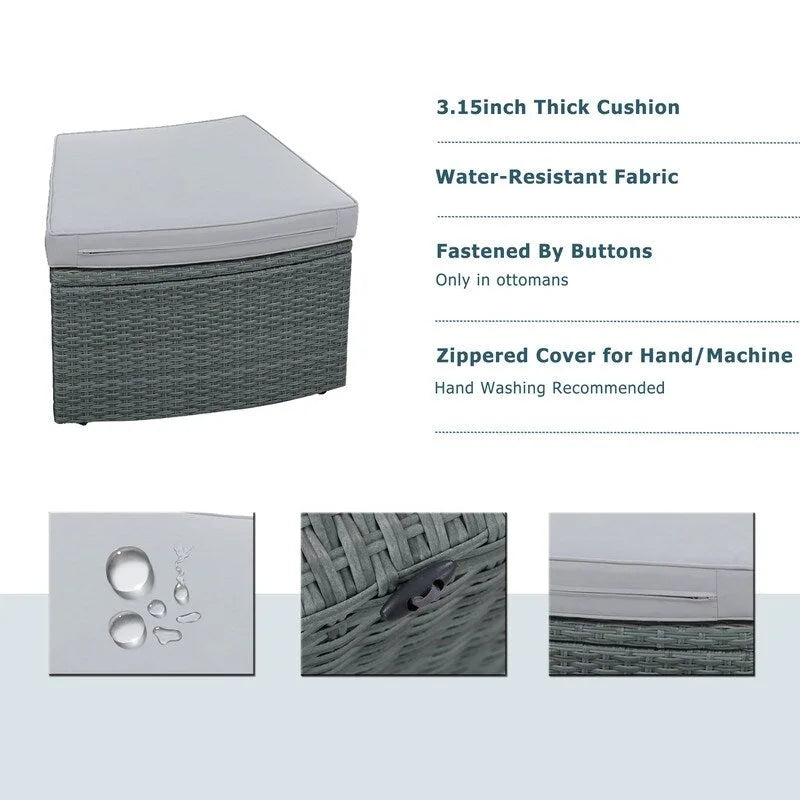 10-Piece Modular Half-Circular Outdoor Sectional Sofa In PE Rattan Wicker