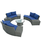 10-Piece Modular Half-Circular Outdoor Sectional Sofa In PE Rattan Wicker