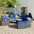 10-Piece Modular Half-Circular Outdoor Sectional Sofa In PE Rattan Wicker