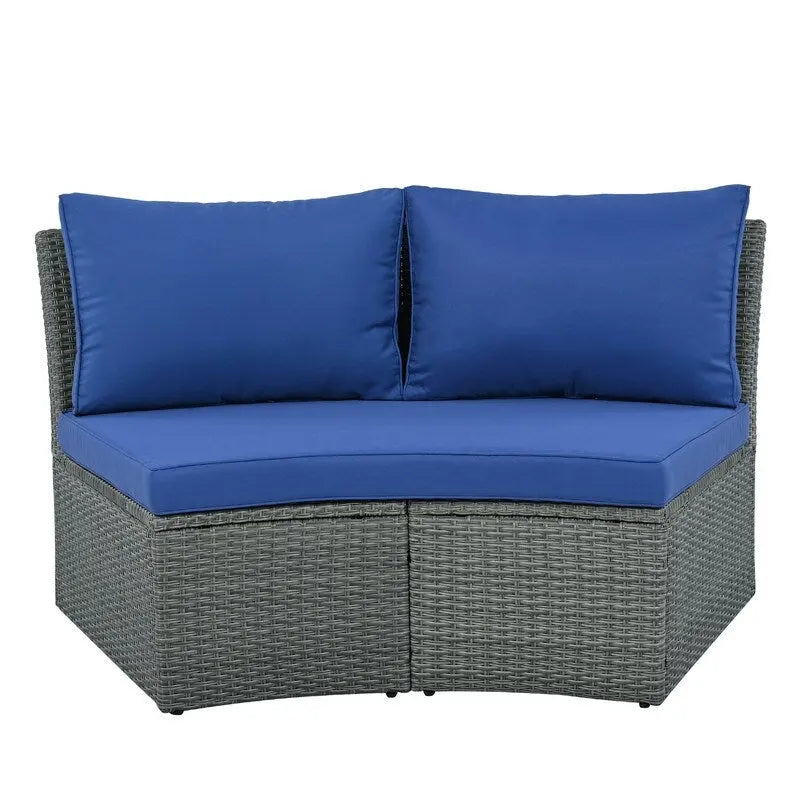 10-Piece Modular Half-Circular Outdoor Sectional Sofa In PE Rattan Wicker