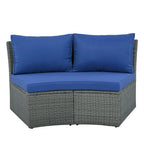 10-Piece Modular Half-Circular Outdoor Sectional Sofa In PE Rattan Wicker