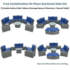 10-Piece Modular Half-Circular Outdoor Sectional Sofa In PE Rattan Wicker