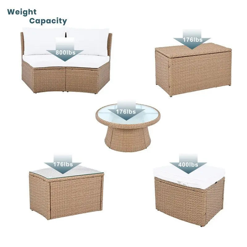 10-Piece Modular Half-Circular Outdoor Sectional Sofa In PE Rattan Wicker