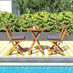 Gymax 3 PCS Acacia Wood Patio Bistro Set Folding Table & Chairs Set w/