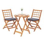 Gymax 3 PCS Acacia Wood Patio Bistro Set Folding Table & Chairs Set w/