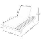 Acacia Wood Lounge Chaise Set with Cream 4 Inch Water Resistant Cushions Dark Grey