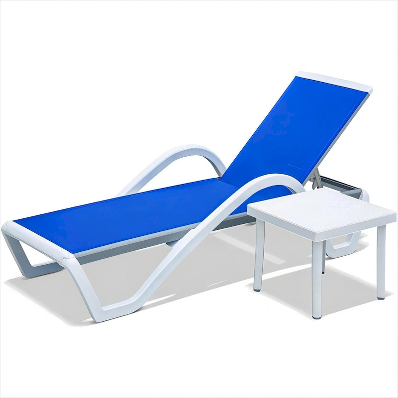 GDFStudio - Patio Chaise Lounge Adjustable Aluminum Pool Lounge Chair with Arm, All-Weather for Outdoor