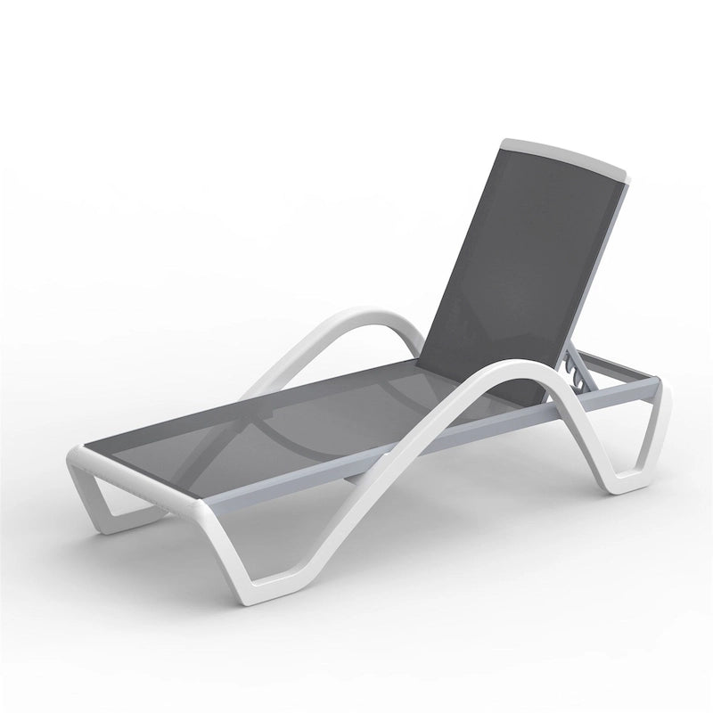 GDFStudio - Patio Chaise Lounge Adjustable Aluminum Pool Lounge Chair with Arm, All-Weather for Outdoor