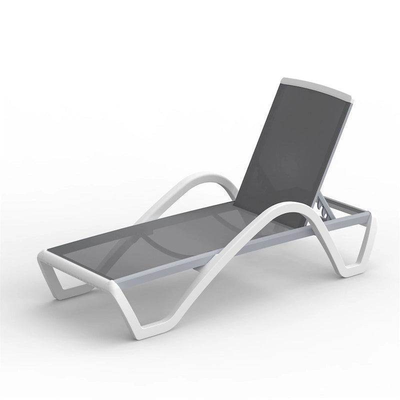 GDFStudio - Patio Chaise Lounge Adjustable Aluminum Pool Lounge Chair with Arm, All-Weather for Outdoor