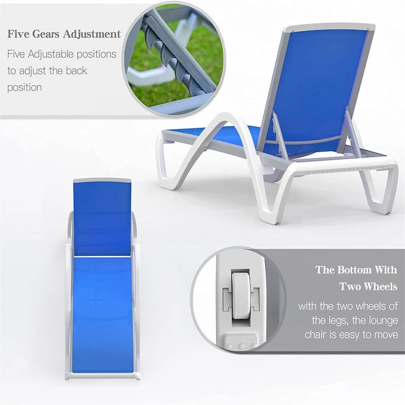 Patio Chaise Lounge Adjustable Aluminum Pool Lounge Chair