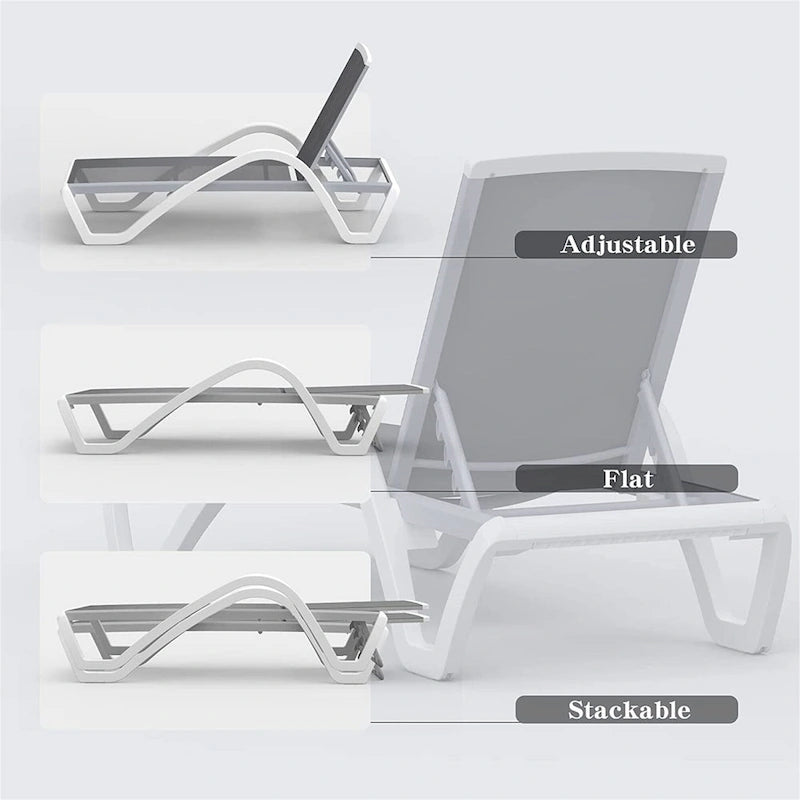Patio Chaise Lounge Adjustable Aluminum Pool Lounge Chair