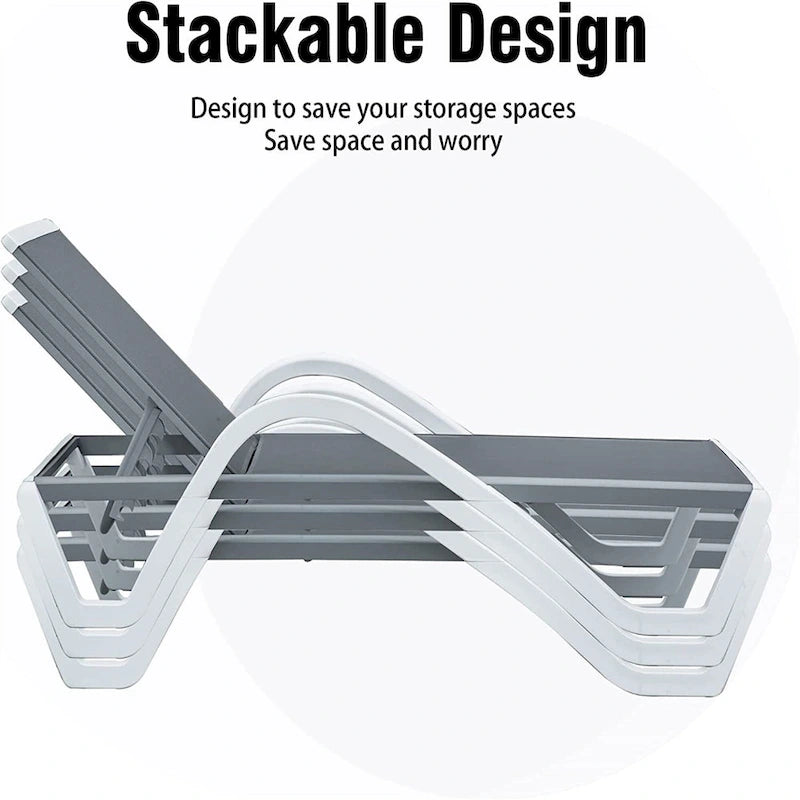 Patio Chaise Lounge Adjustable Aluminum Pool Lounge Chair