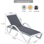 Patio Chaise Lounge Adjustable Aluminum Pool Lounge Chair