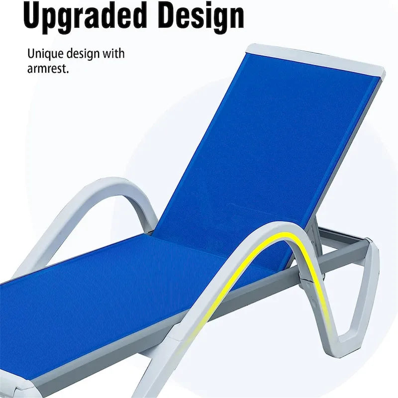 Patio Chaise Lounge Adjustable Aluminum Pool Lounge Chair