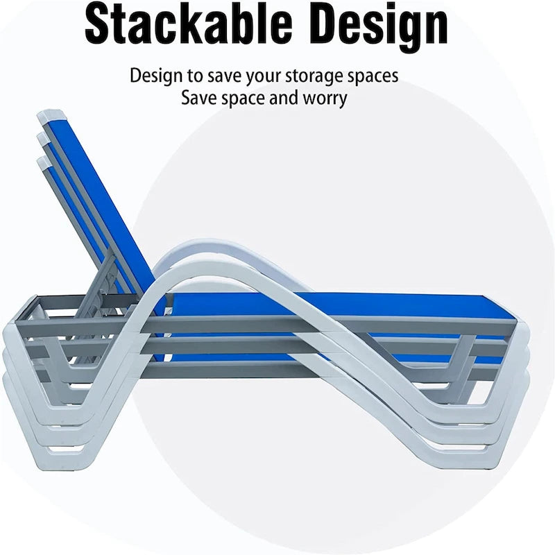 Patio Chaise Lounge Adjustable Aluminum Pool Lounge Chair
