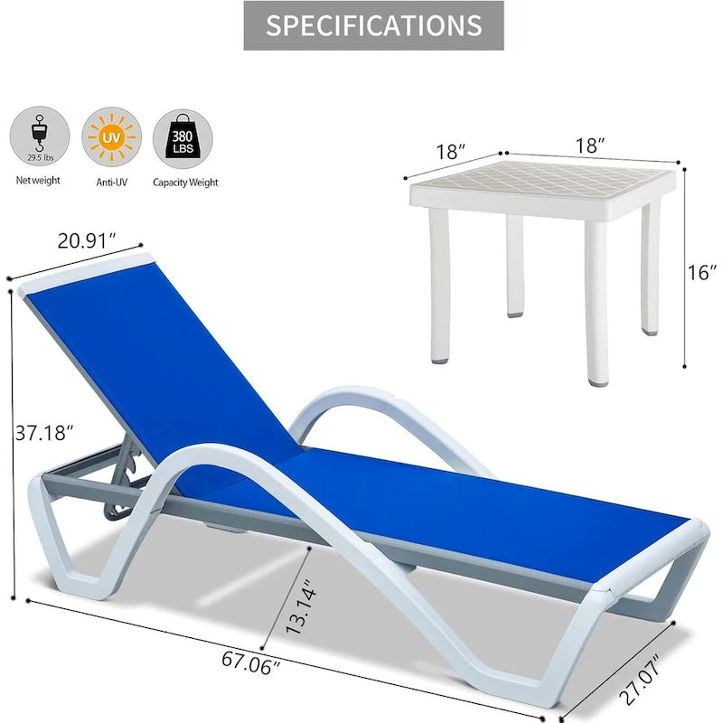 Patio Chaise Lounge Adjustable Aluminum Pool Lounge Chair