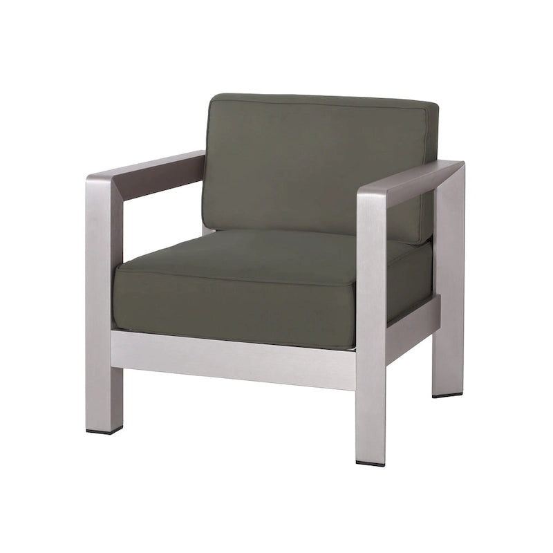 Aviara Outdoor Aluminum Club Chair with Cushions by Christopher Knight Home