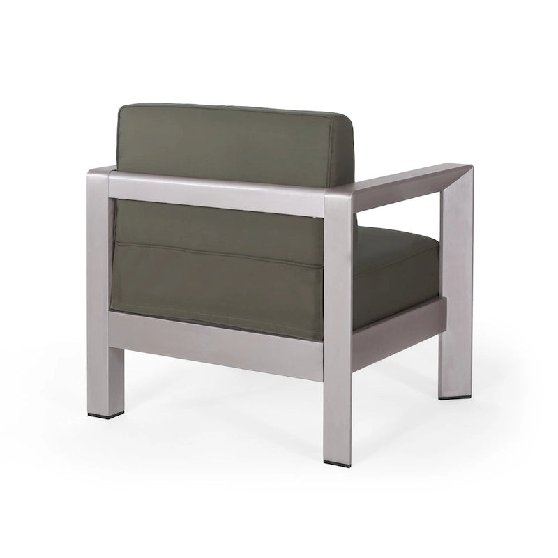 Aviara Outdoor Aluminum Club Chair with Cushions by Christopher Knight Home