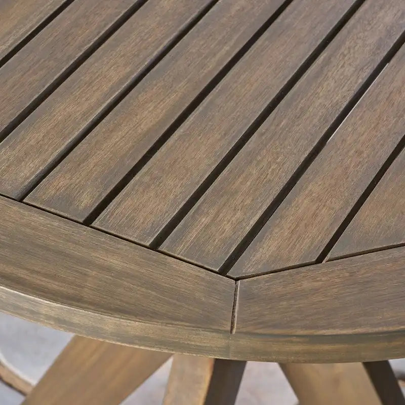 Arrigo Outdoor Acacia Wood and Wicker Bistro