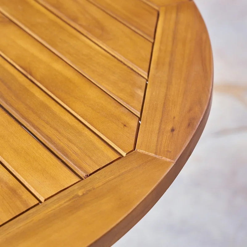 Arrigo Outdoor Acacia Wood and Wicker Bistro