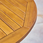 Arrigo Outdoor Acacia Wood and Wicker Bistro