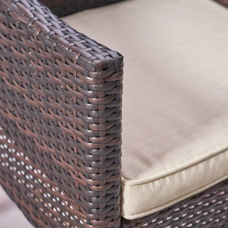 Arrigo Outdoor Acacia Wood and Wicker Bistro