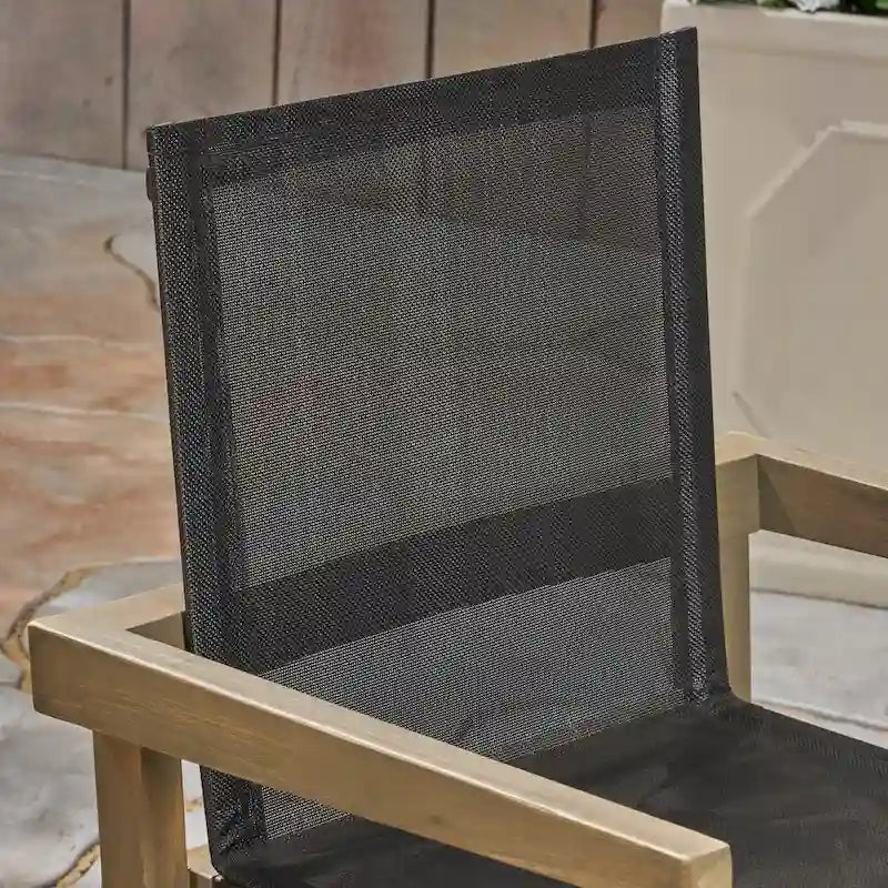 Shanter Outdoor Acacia Wood Dining with Mesh Seats