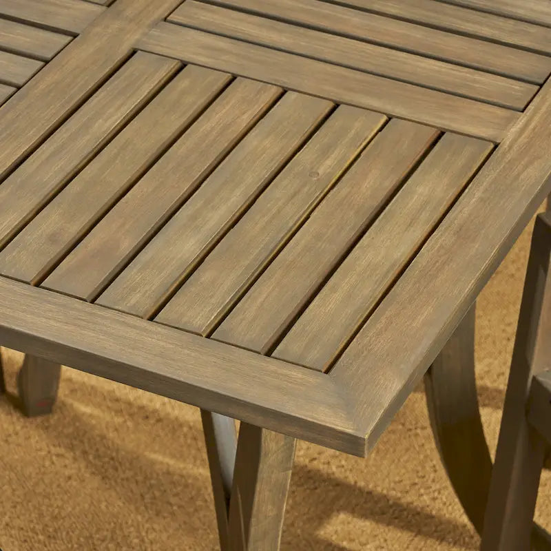 Chaucer Outdoor 4-Seater Square Acacia Wood Mesh Seats Dining Set